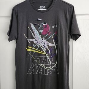 Star Wars Men's Black Graphic X-Wing and Death Star Tee